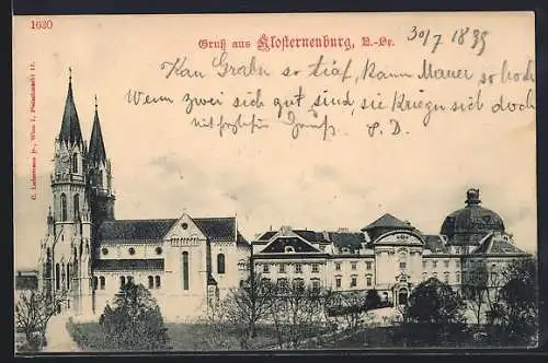 AK Klosterneuburg /O.-Oe., Ortspartie mit Kirche