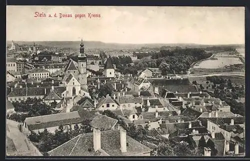 AK Stein a. d. Donau, Teilansicht mit Kirche gegen Krems