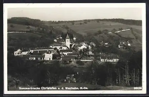 AK Christofen a. d. Westbahn, Teilansicht mit Kirche