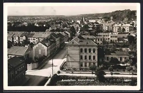 AK Amstetten, Totalansicht mit Strassenpartie
