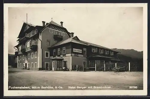 AK Puchenstuben, Hotel Burger mit Brandmäuer