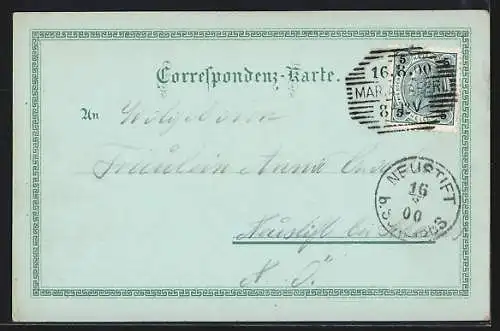 Mondschein-Lithographie Maria-Taferl, Ortsansicht mit Marbach a. d. Donau