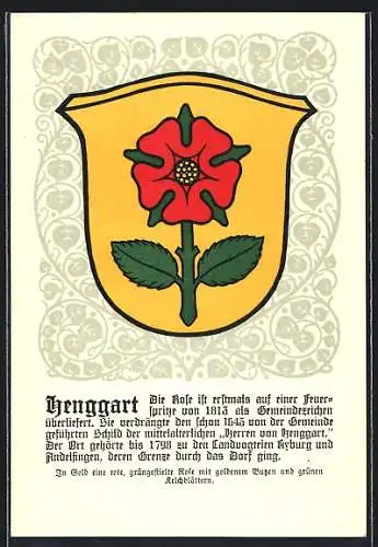 Künstler-AK Henggart, Wappen mit Rose