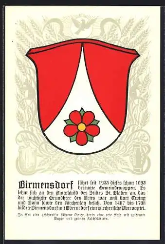Künstler-AK Birmensdorf, Wappen mit roter Rose