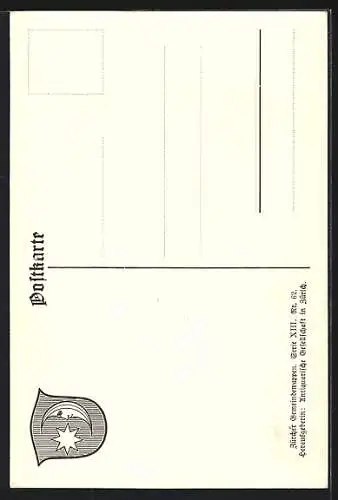 Künstler-AK Niederweningen, Wappen mit Stern und zunehmendem Mond