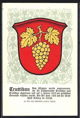 Künstler-AK Truttikon, Wappen mit beblätterter Traube