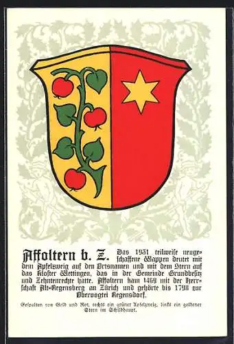 Künstler-AK Affoltern am Albis, Wappen der Gemeinde