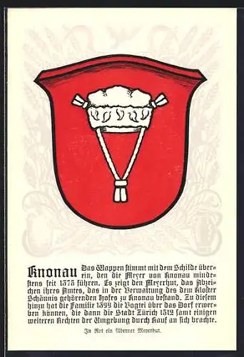 Künstler-AK Knonau, Wappen mit silbernem Meyerhut