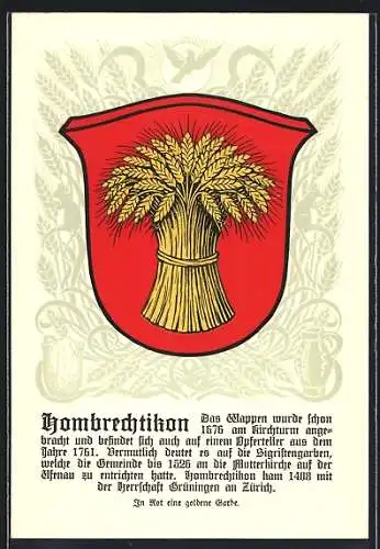 Künstler-AK Hombrechtikon, Wappen mit goldener Garbe