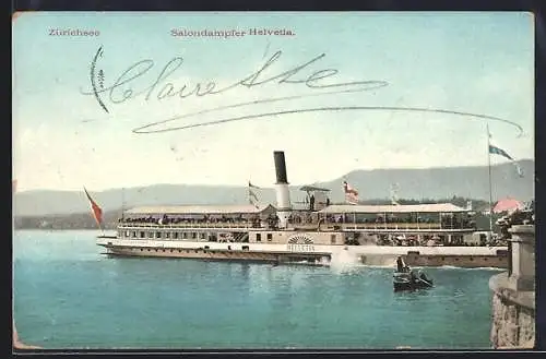 AK Zürichsee, Salondampfer Helvetia auf dem See