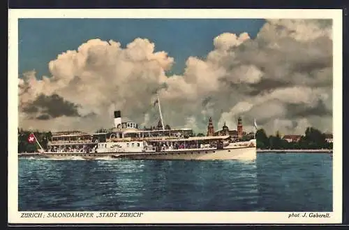AK Zürich, Salondampfer Stadt Zürich in Fahrt