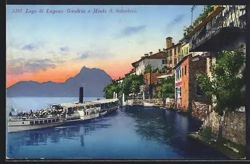 AK Gandria /Lago di Lugano, Monte S. Salvatore, Dampfer Italia