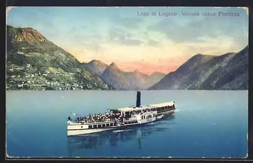 AK Porlezza /Lago di Lugano, Dampfer Italia auf dem See