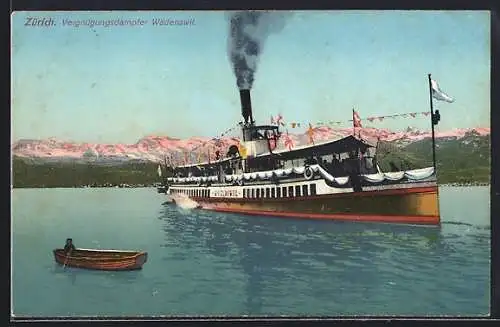 AK Zürich, Vergnügungsdampfer Wädenswil