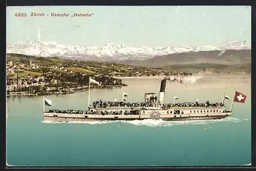 AK Dampfer Helvetia auf dem Zürichsee