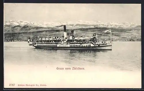 AK Zürichsee, Dampfer Waedensweil auf dem See
