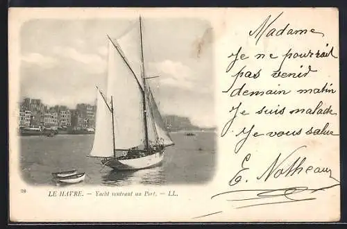 AK Le Havre, Yacht rentrant au Port, Hafen