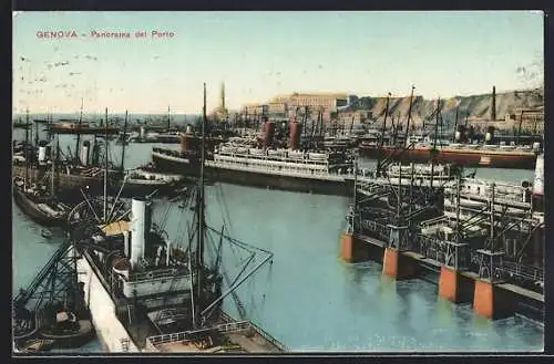 AK Genova, Panorama del Porto, Hafen