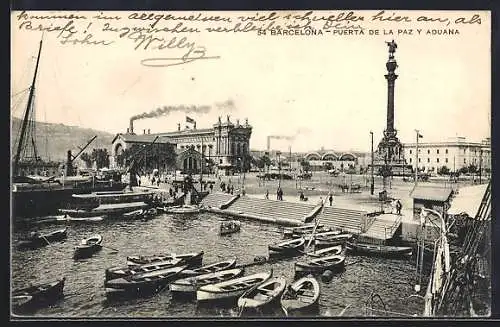 AK Barcelona, Puerta de la Paz y Aduana, Hafen