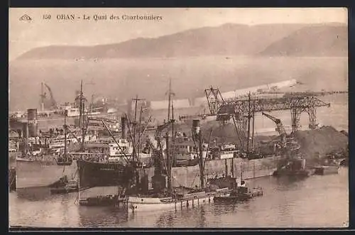 AK Oran, Le Quai des Charbonniers, Hafen, Dampfer