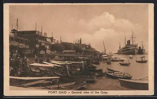 AK Port-Said, General view of the Quai, Hafen