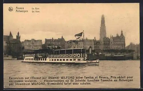 AK Anvers, Le Quai, Steamer Wilford