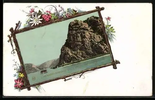 AK Loreley am Rhein mit Dampfer