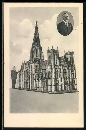AK Coesfeld i. W., Modell der Kathedrale von New York von W. Lempertz