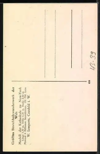 AK Coesfeld i. W., Modell der Kathedrale von New York von W. Lempertz