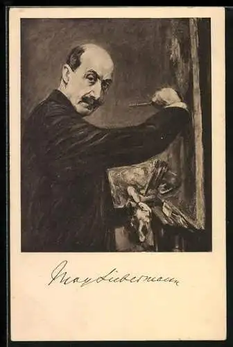 AK Maler Prof. Max Liebermann an der Staffelei