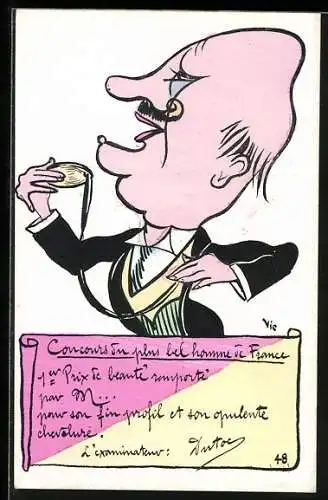 AK Mann mit Monokel, Optik