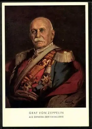 AK Graf Zeppelin in Uniform, Zeppelinpost-Ausstellung anlässlich des 100. Geburtstages des Grafen, Juli 1938