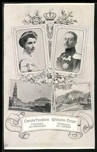 AK Vermählung von Wilhelm Ernst von Sachsen-Weimar-Eisenach mit Carola Feodora von Meiningen