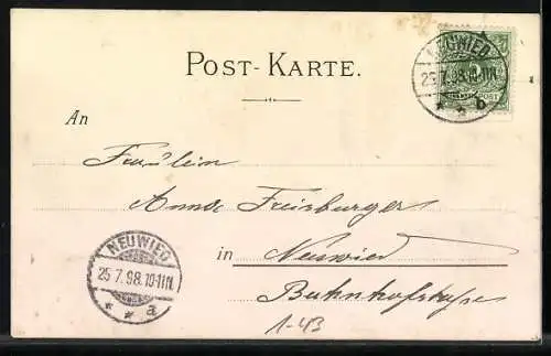 AK Pauline v. Württemberg und Erbprinz Friedrich, Portrait im Rahmen mit Krone u. Rosen