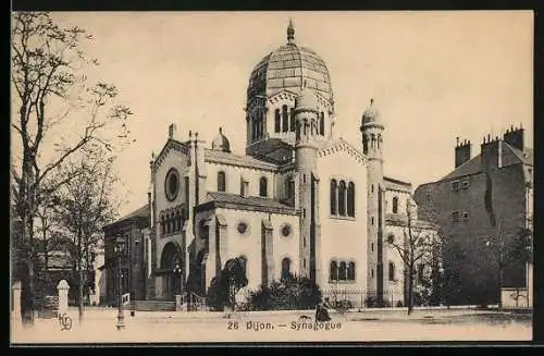 AK Dijon, Synagoge mit angrenzenden Häusern