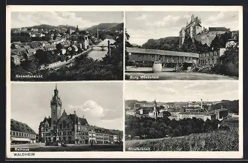 AK Waldheim /Sa., Gesamtansicht, Burg Kriebstein, Strafanstalt