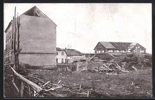 AK Chemnitz, Schlesische Nutzholzhandlung Grau & Heidel nach einem Unwetter 1916