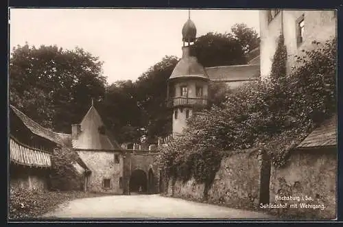 AK Rochsburg i. Sa., Schlosshof mit Wehrgang