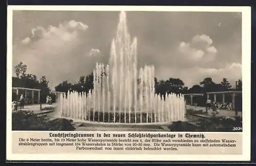 AK Chemnitz, Leuchtspringbrunnen in der neuen Schlossteichparkanlage