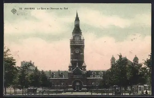 AK Anvers, La Gare et l`Avenue du Sud