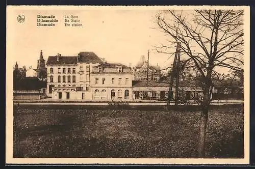 AK Dixmuide, La Gare, Blick zum Bahnhof