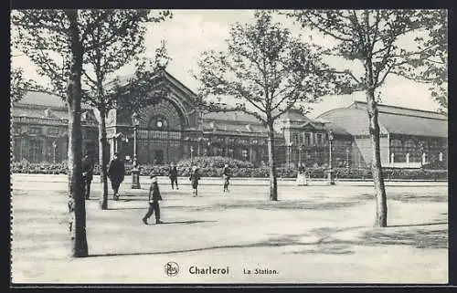 AK Charleroi, La station, Blick zum Bahnhof