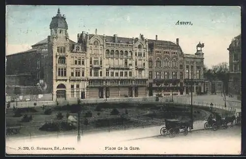 AK Anvers, Place de la Gare