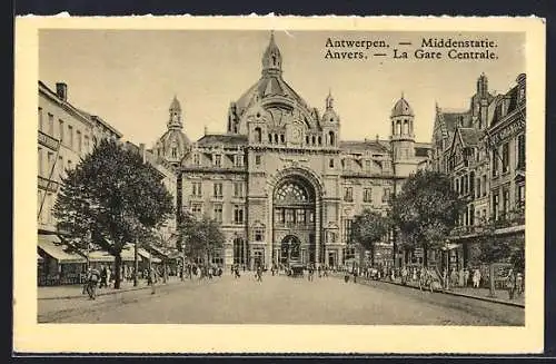 AK Anvers / Antwerpen, Middenstatie, La gare centrale, Bahnhof