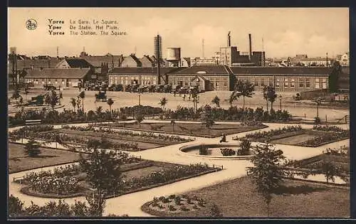 AK Ypres, La Gare, Le Square