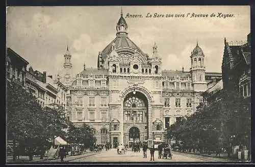 AK Anvers, La Gare vue vers l`Avenue de Keyser