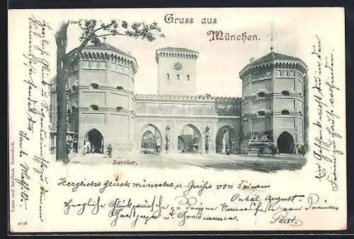 AK München, Blick durch das Isarthor