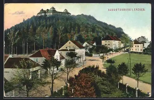 AK Augustusburg i. Erzgeb., Teilansicht mit Schloss