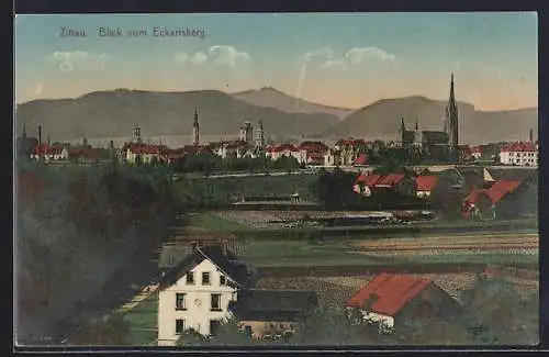AK Zittau, Teilansicht vom Eckartsberg aus gesehen