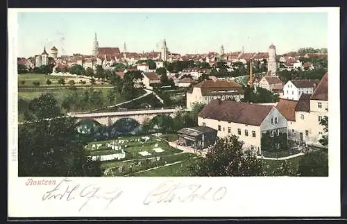 AK Bautzen, Ortspartie aus der Vogelschau